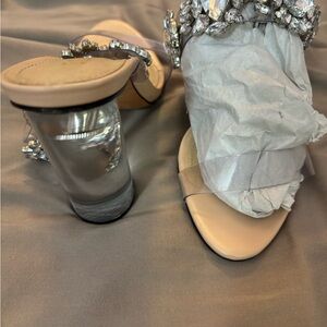 Schutz Women’s Embellished Clear Block Heel Sandals Size 7